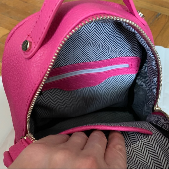Hot Pink Mali + Lili Vegan Leather Backpack Purse - Picture 4 of 6